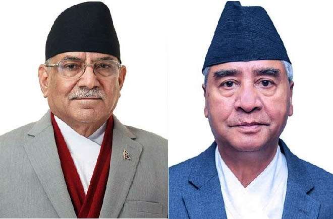 प्रधानमन्त्री प्रचण्ड र कांग्रेस सभापति शेरबहादुर देउवाबीच भेटवार्ता