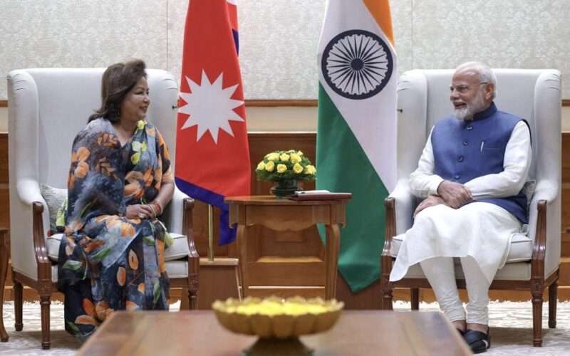 परराष्ट्रमन्त्री आरजु राणा देउवाको भारतीय प्रधानमन्त्री नरेन्द्र मोदीसँग शिष्टाचार भेटवार्ता