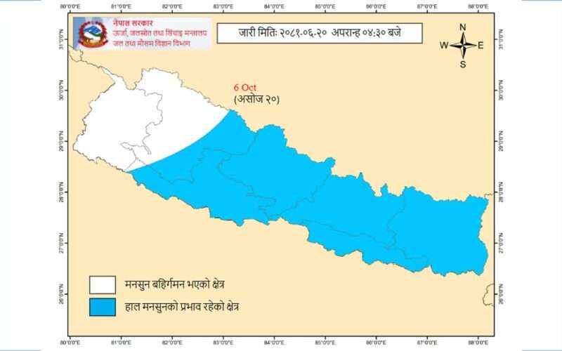 नेपालबाट मनसुन बाहिरिन सुरु
