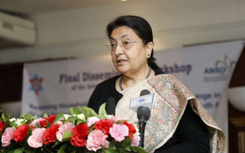 जलवायु परिवर्तनले नेपाली समाजमा विद्यमान गरिबी र सामाजिक असमानतालाई थप फराकिलो बनाएको छ: पूर्वराष्ट्रपति विद्यादेवी भण्डारी