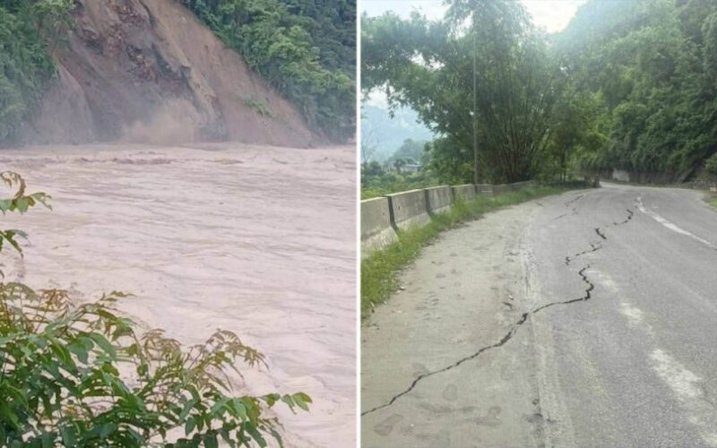 कृष्णभीरमा बाढीले सडक भासियो, यात्रु अलपत्र