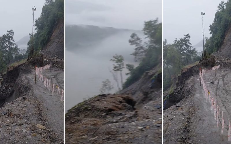 कृष्णभिरको नयाँ ट्र्याक जोखिममा, तल्लो भागको ग्याबियन वाल भासियो